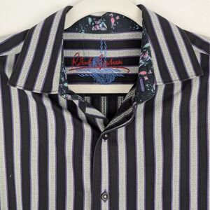Robert Graham Mens S/P Small Striped Button Down Shirt Colorful Accents